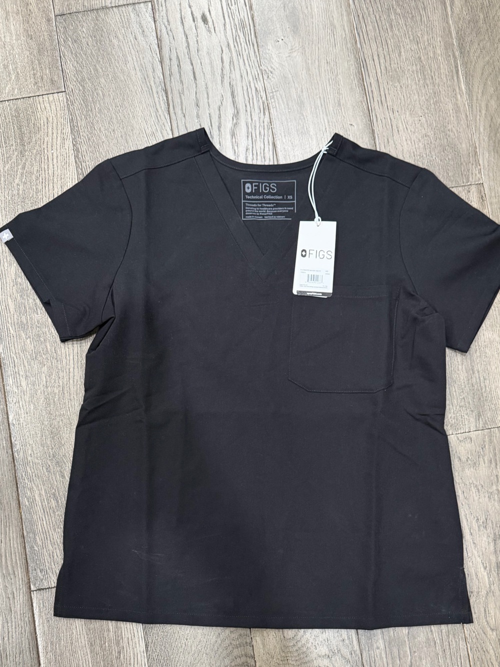 FIGS Black Technical Collection Scrub Top